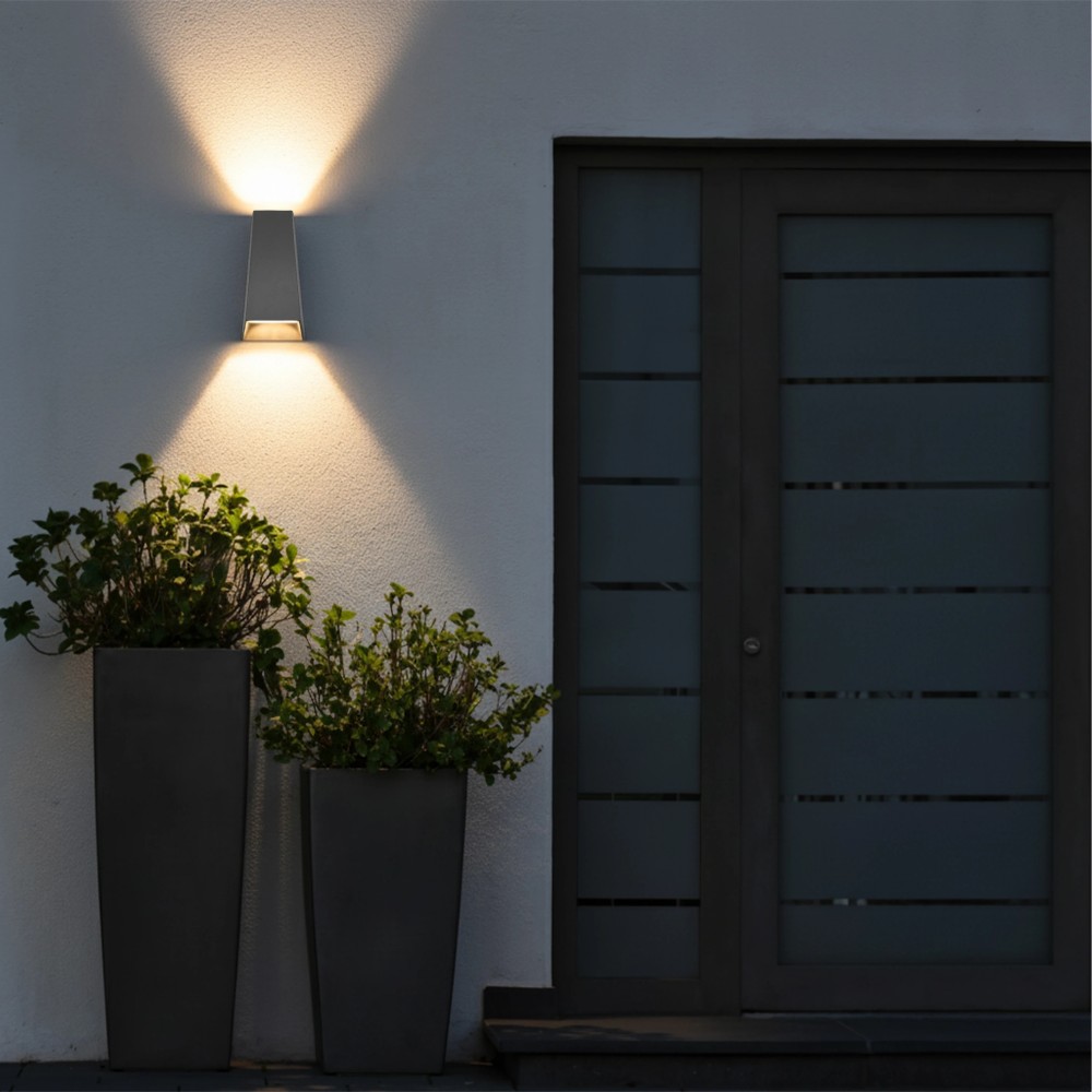 kelvo® FLUX KLV-101-0120 Φωτιστικό Τοίχου - Απλίκα LED 6W 750lm 30° AC 220-240V Αδιάβροχο IP65 Θερμό Λευκό 2700K - Bridgelux COB Chip & TÜV SÜD Driver - Γκρι Ανθρακί Ματ - Μ5 x Π8.5 x Υ17cm - 5 Χρόνια Εγγύηση